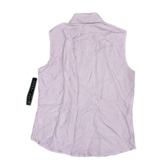 Perry Ellis Collared Button Down Ruffle Blouse 100% Silk NEW Womens Size 4 - Picture 2 of 7